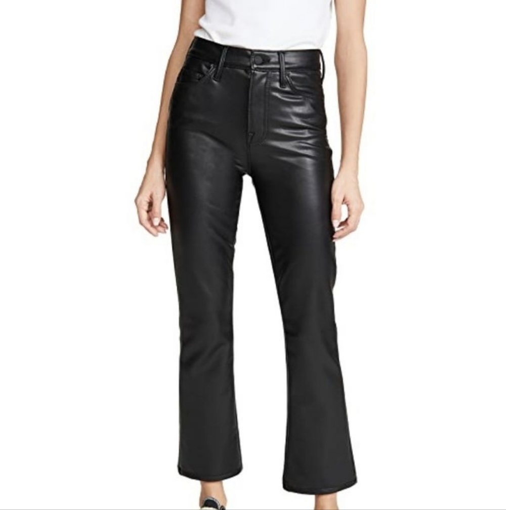 Mother Insider Ankle in Wax on Wax Off Faux Leather Pants 34